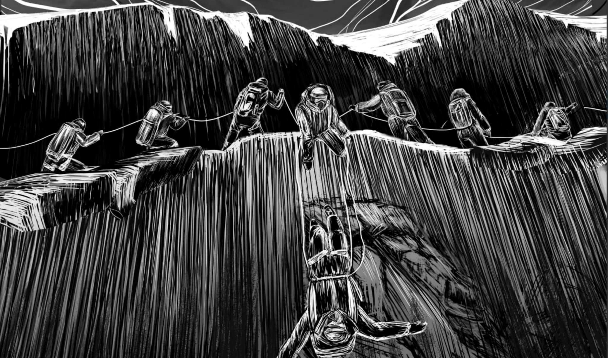 Hand-drawn storyboard frame 1