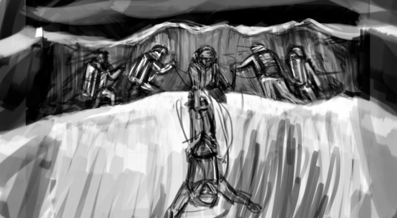 Hand-drawn storyboard frame 3