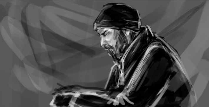 Hand-drawn storyboard frame 5