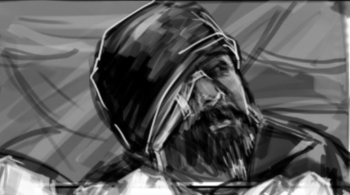 Hand-drawn storyboard frame 6