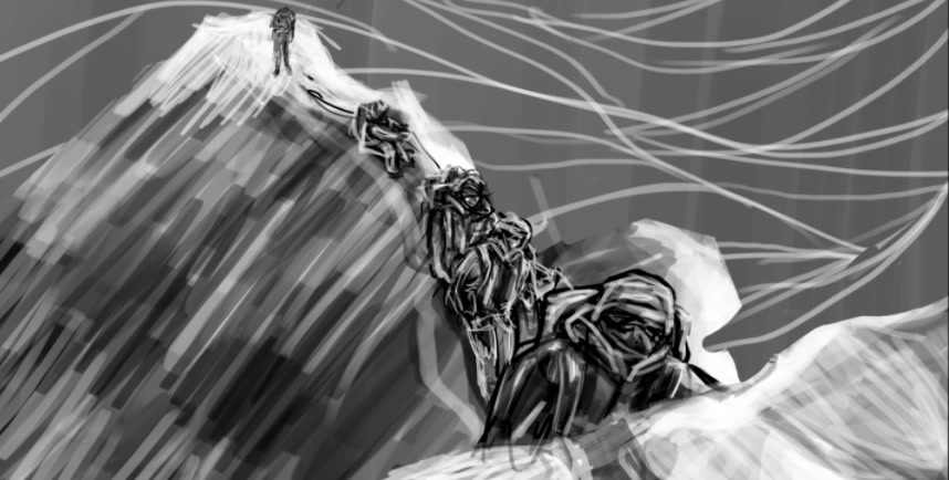Hand-drawn storyboard frame 8